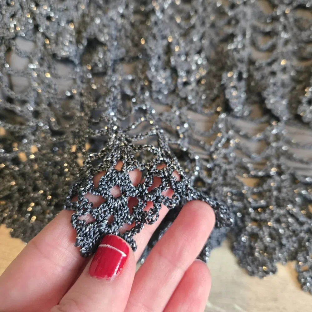 Belle By Oasis Sz Small Dress Crochet Metallic Glitter Coctel Formal Strech Y2k